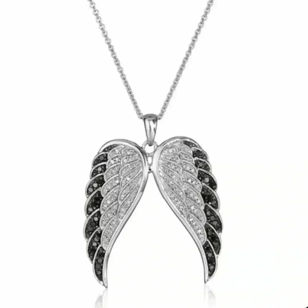 Crystal Angel Wings Stainless Steel Necklace NWT